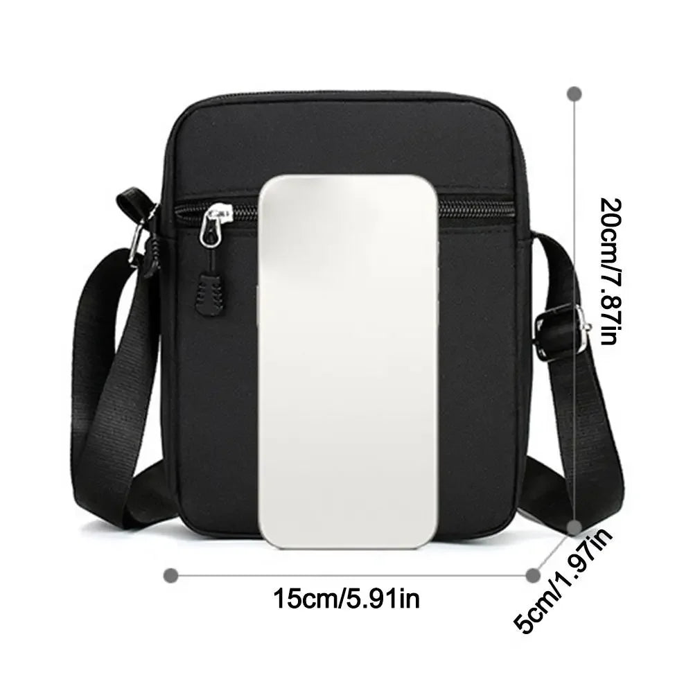 Simple Oxford Cloth Shoulder Bag Cartoon Adjustable Mobile Phone Bag Multiple Compartments Crossbody Bag for Men