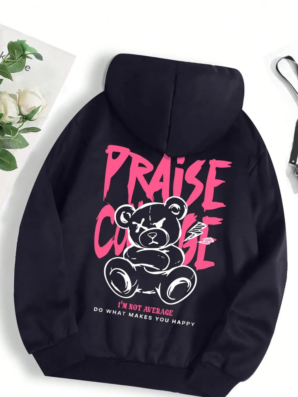 2025 Autumn New Men's Bear Letter Printed Comfortable Breathable Hoodie Outdoor City Street Style Hoodie