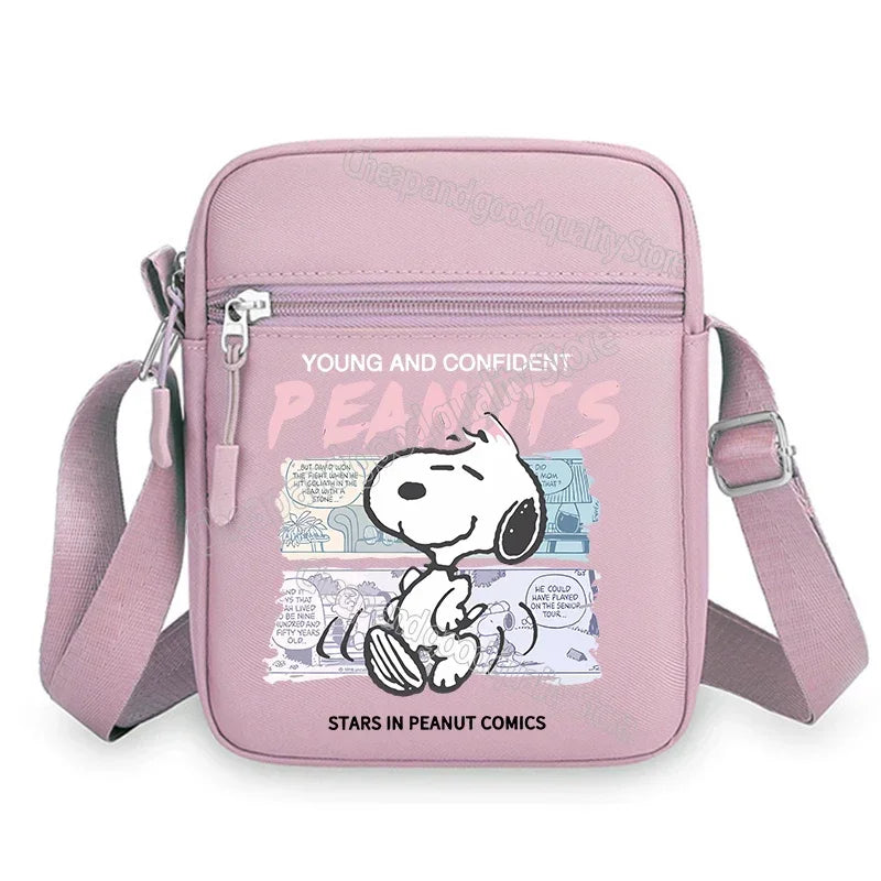 Kawaii Snoopy Women Men Shoulder Bag Fashion Mini Oxford Mobile Phone Bag Crossbody Bag Kawaii Ladies Waist Pack Wallet Gift