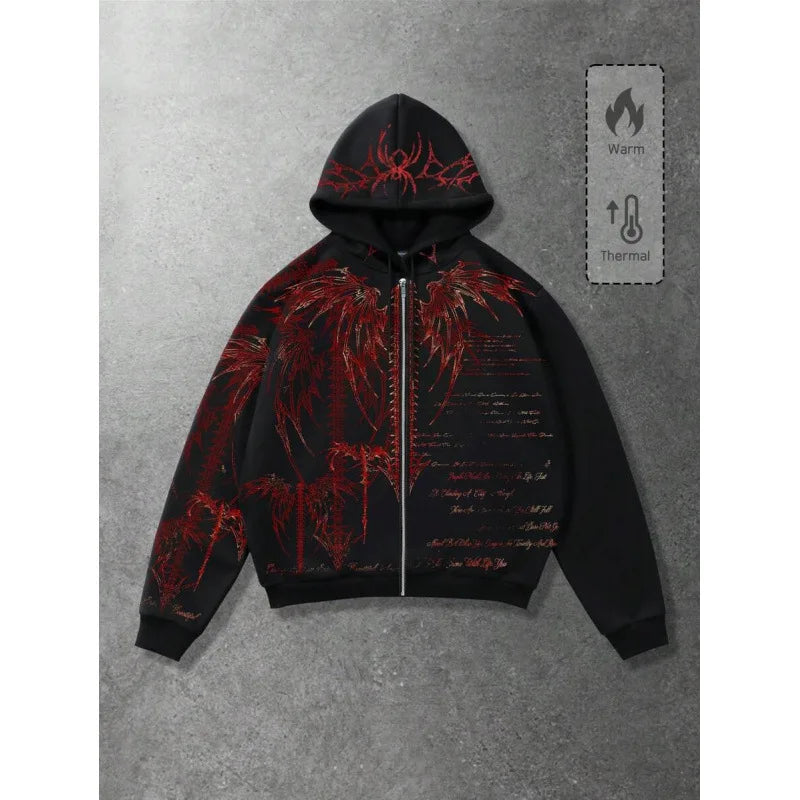 Star Eye Print Hoodie Men's Fleece Lined Sweatshirt Urban Style Comfortable Fit Winter Collection No Brand Registered Trademark