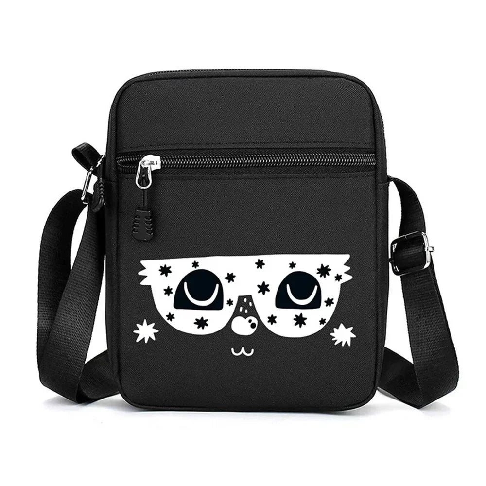 Simple Oxford Cloth Shoulder Bag Cartoon Adjustable Mobile Phone Bag Multiple Compartments Crossbody Bag for Men