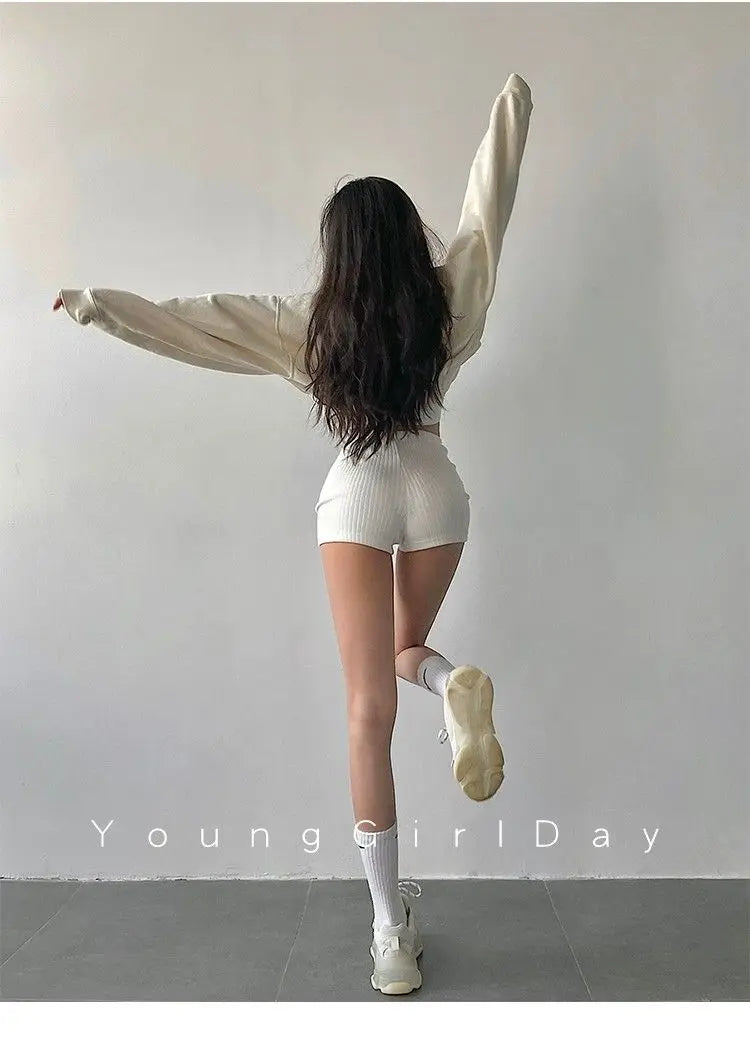 American Style Shorts Women High Waist Sheath Stretch Solid Knitting Hot Trousers Sexy Spice Girls Summer Simple Sporty Casual
