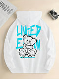 Fashionable European and American men's autumn teddy bear letter print soft and comfortable hooded sweatshirt outdoor high stree