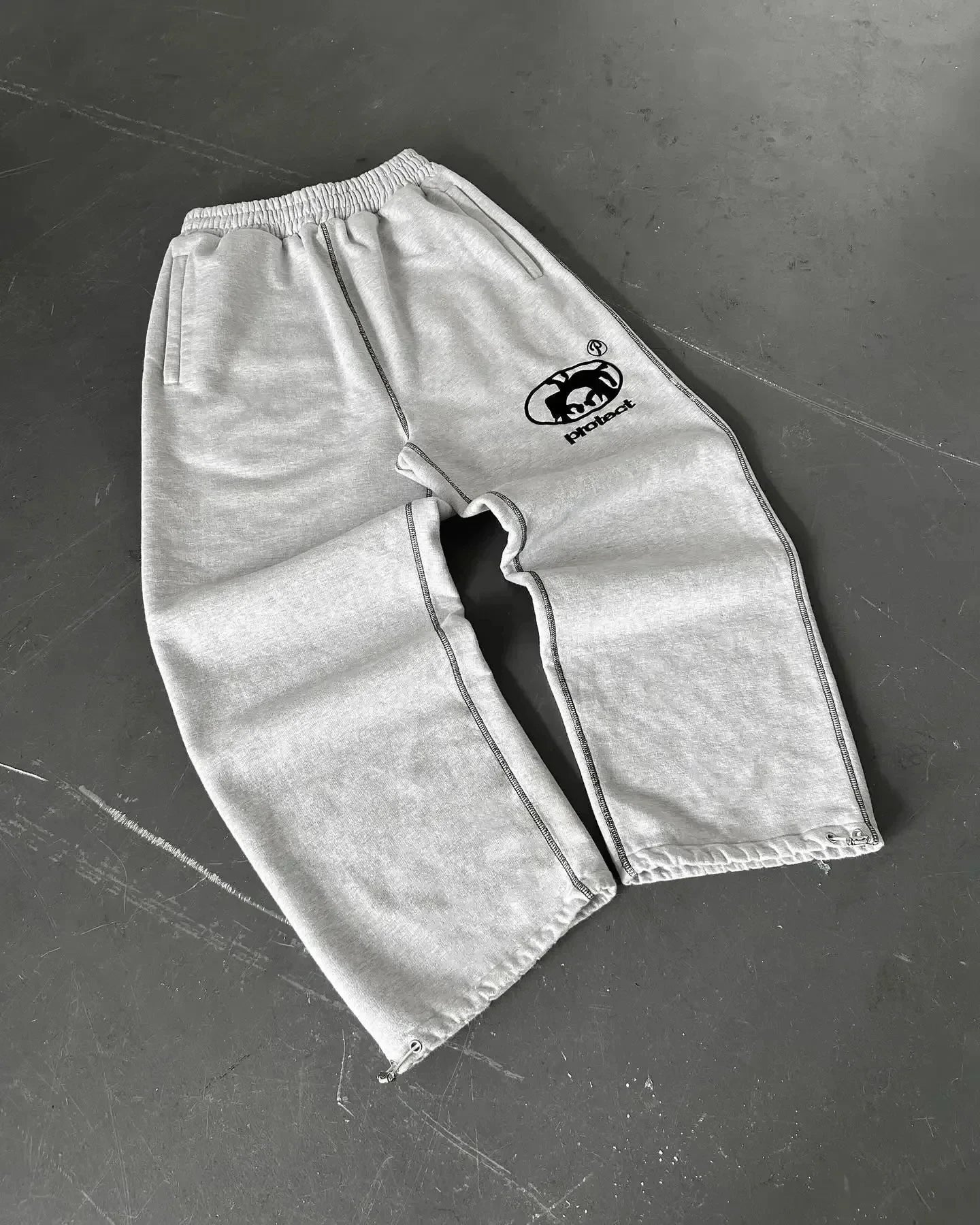 Y2k Embroidered Gray Casual Pants Striped Functional Tactical Functional Baggy Men's Women Premium Jogging Drawstring Sweatpants
