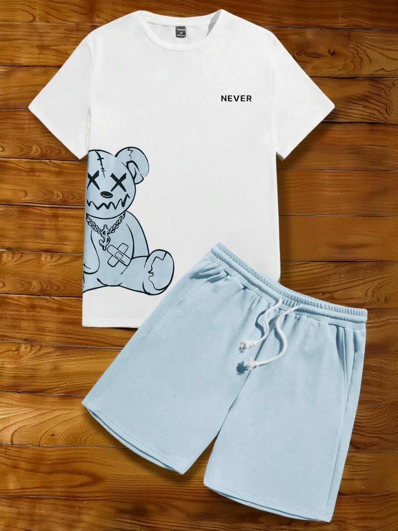2026 Summer Men's Suit with Bear Print Breathable Lightweight Casual and Fashionable Outdoor Men's Clothing