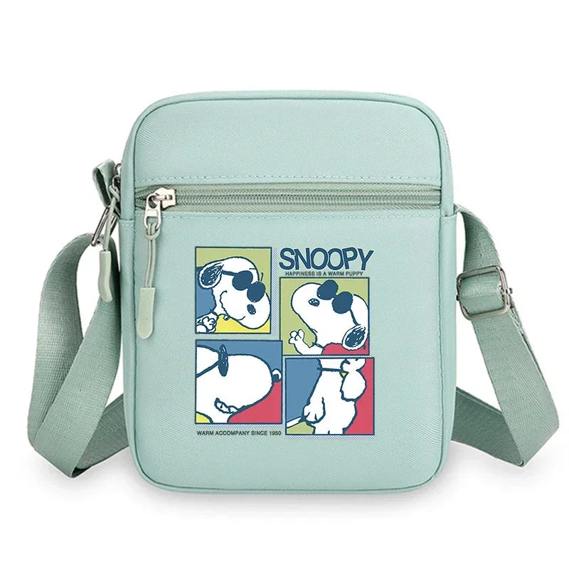 Kawaii Snoopy Women Men Shoulder Bag Fashion Mini Oxford Mobile Phone Bag Crossbody Bag Kawaii Ladies Waist Pack Wallet Gift