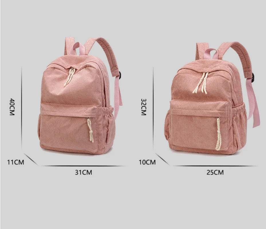 Custom Schoolbag 2025 New Fashion Corduroy Smooth Zipper Personalized Unique Name Large Capacity Travel Backpack Hiking Rucksack