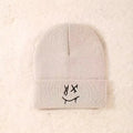 1pc/3pcsWinter and autumn warm-up hat with embroidered smiling face woolen hat for men and women, knitted for casual and active