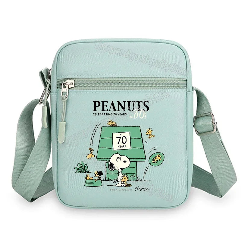 Kawaii Snoopy Women Men Shoulder Bag Fashion Mini Oxford Mobile Phone Bag Crossbody Bag Kawaii Ladies Waist Pack Wallet Gift