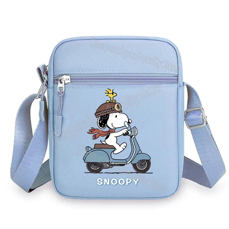 Kawaii Snoopy Women Men Shoulder Bag Fashion Mini Oxford Mobile Phone Bag Crossbody Bag Kawaii Ladies Waist Pack Wallet Gift