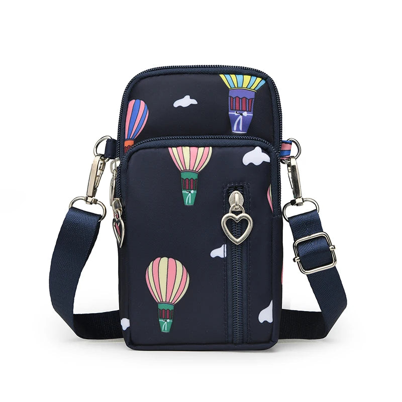 Women's Single Shoulder Crossbody Cell Phone Bag Four Zipper Bag Hanging Neck Coin Bag Outdoor Sports Arm Bag