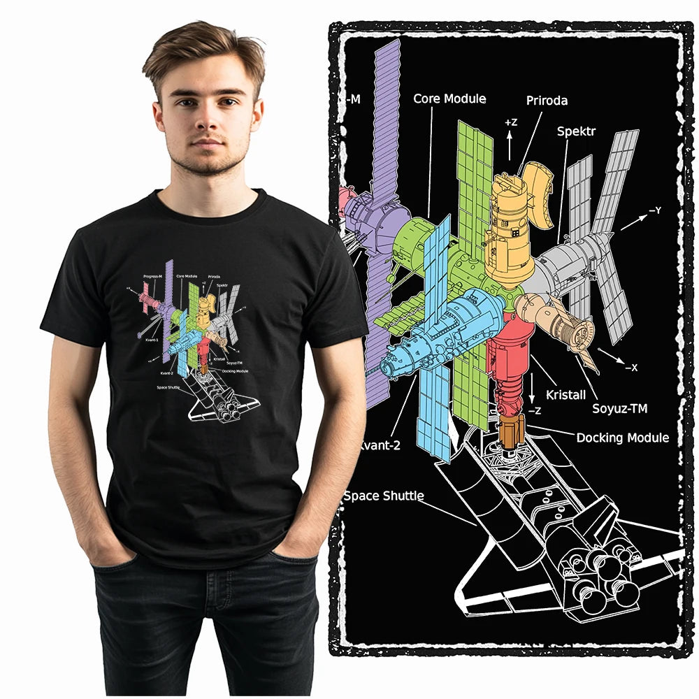 Coolmind SA 100% Cotton astronaut Graphic T shirt fo men Cool Moon print Big Size men tshirt BLACK men's novelty tee shirt