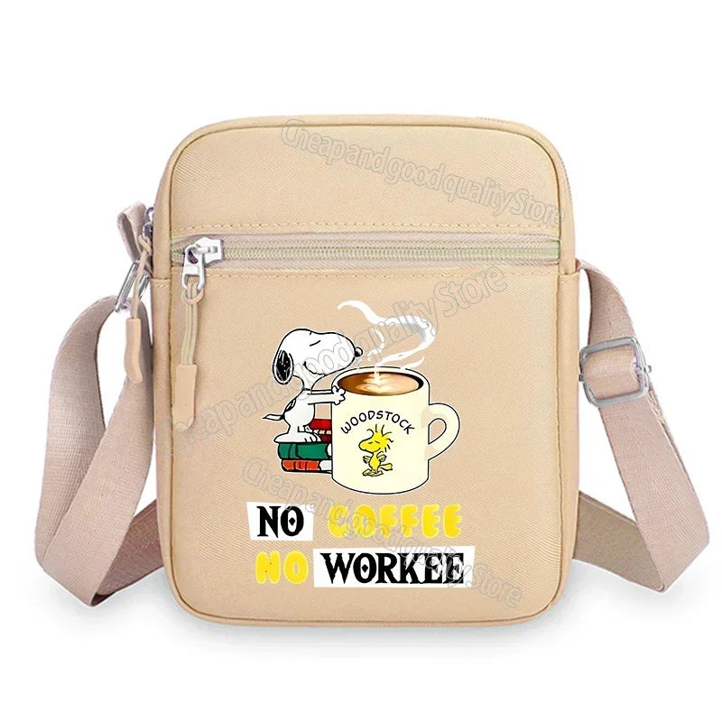 Kawaii Snoopy Women Men Shoulder Bag Fashion Mini Oxford Mobile Phone Bag Crossbody Bag Kawaii Ladies Waist Pack Wallet Gift
