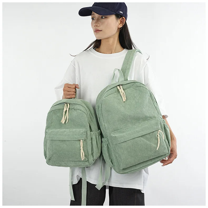 Custom Schoolbag 2025 New Fashion Corduroy Smooth Zipper Personalized Unique Name Large Capacity Travel Backpack Hiking Rucksack