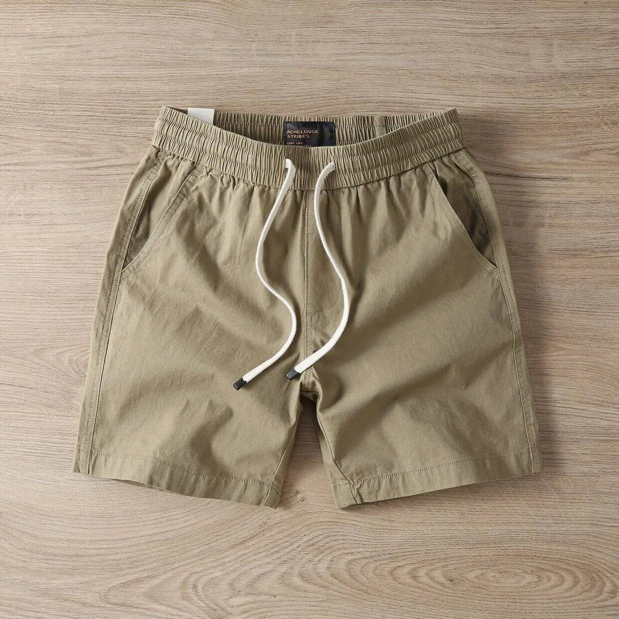 Summer Men's Casual Sports Shorts Loose Elastic Waist Four-Fifths Length Washed Outdoor Wear Youth Fashion Basic  Color