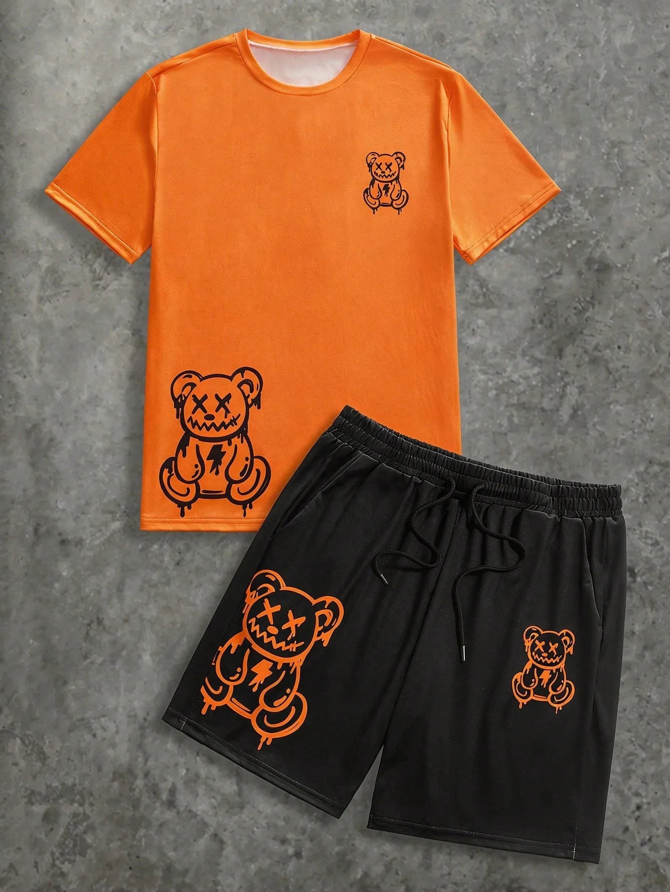 2026 Summer Men's Suit with Bear Print Breathable Lightweight Casual and Fashionable Outdoor Men's Clothing