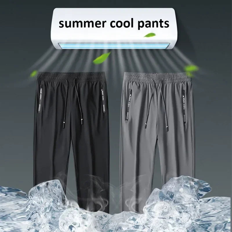 2024 Summer Cool Pants Men 8XL Plus Szie Sweatpants Fashion Casual Stretch Pants Male Big Size 7XL Summer Trousers Black Grey