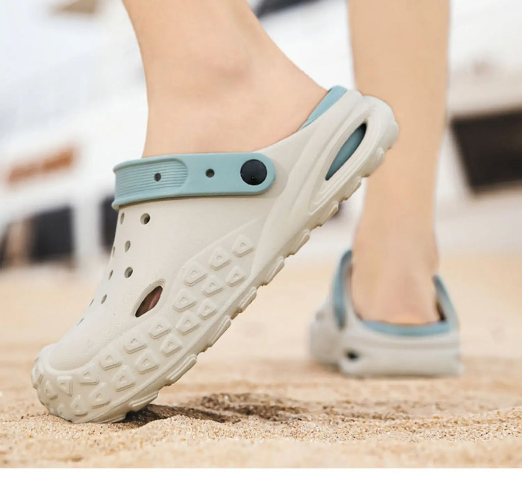 Flowllorss Men's Summer Outdoor Driving Sports Sandals Thick Bottom Anti-Slip Slip-On Beach Shoes Comfortable Wear Hole Shoes
