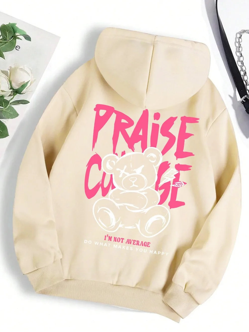 2025 Autumn New Men's Bear Letter Printed Comfortable Breathable Hoodie Outdoor City Street Style Hoodie