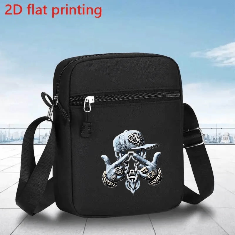 Men'S Casual Streetwear Crossbody Bag with Adjustable Strap, Large Capacity Sling Backpack for Daily Commute - Black, Travel Bac
