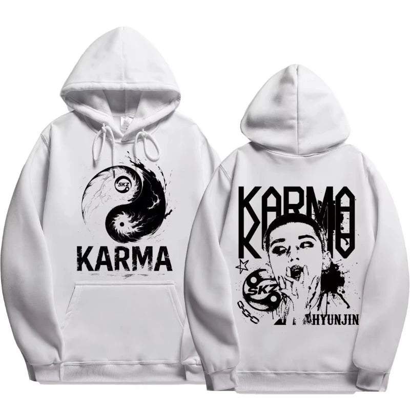 KPOP 4th Album "KARMA" Same Style Unisex Oversized Hoodie FELIX HAN BANGCHAN CHANGBIN HYUNJIN LEE KNOW K-POP Merchandise Apparel