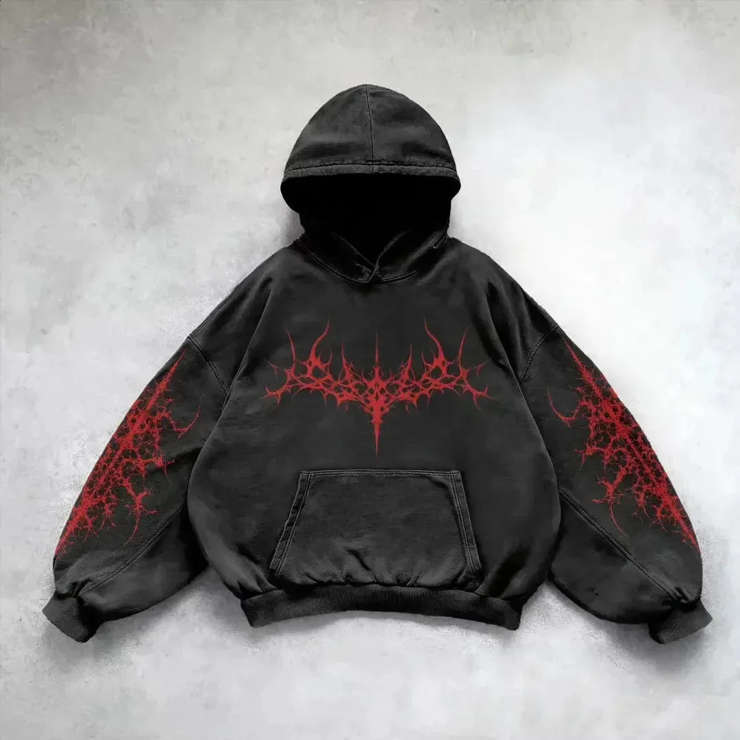 Y2K American Cloths Autumn New Mens 3D Graphic Printed Men Oversized Hoodie Fashion Streetwear Black Gothic Punk Hoodies For Man