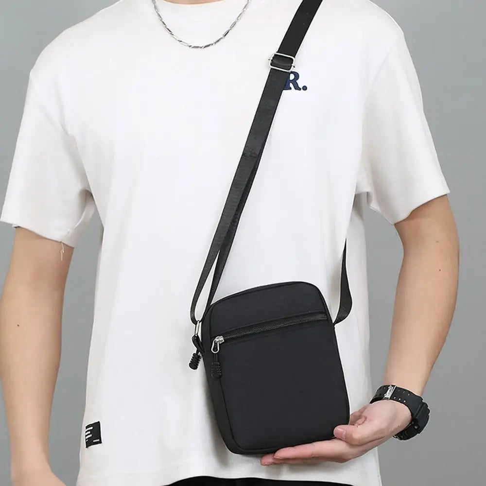 Simple Oxford Cloth Shoulder Bag Cartoon Adjustable Mobile Phone Bag Multiple Compartments Crossbody Bag for Men