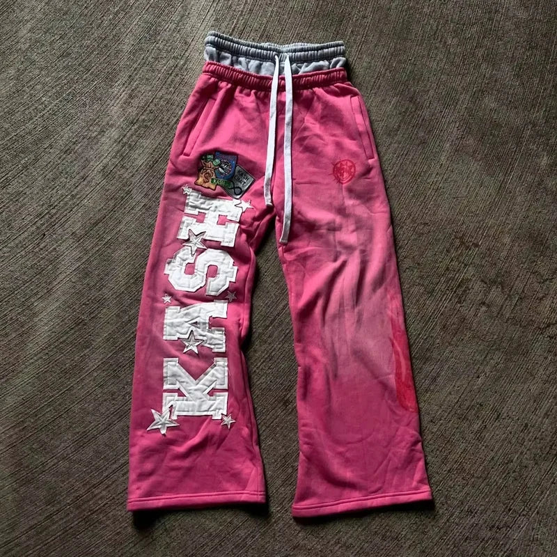 Y2k Embroidered Gray Casual Pants Striped Functional Tactical Functional Baggy Men's Women Premium Jogging Drawstring Sweatpants