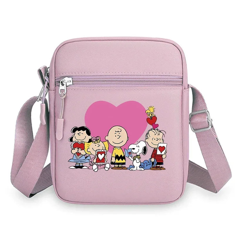 Kawaii Snoopy Women Men Shoulder Bag Fashion Mini Oxford Mobile Phone Bag Crossbody Bag Kawaii Ladies Waist Pack Wallet Gift