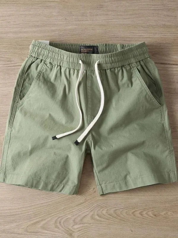 Summer Men's Casual Sports Shorts Loose Elastic Waist Four-Fifths Length Washed Outdoor Wear Youth Fashion Basic  Color