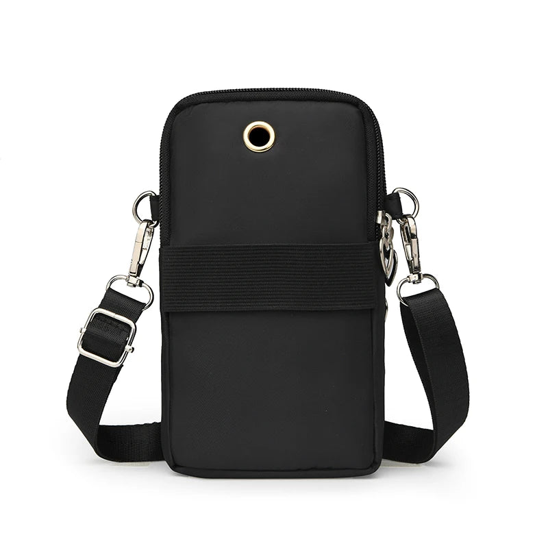 Women's Single Shoulder Crossbody Cell Phone Bag Four Zipper Bag Hanging Neck Coin Bag Outdoor Sports Arm Bag