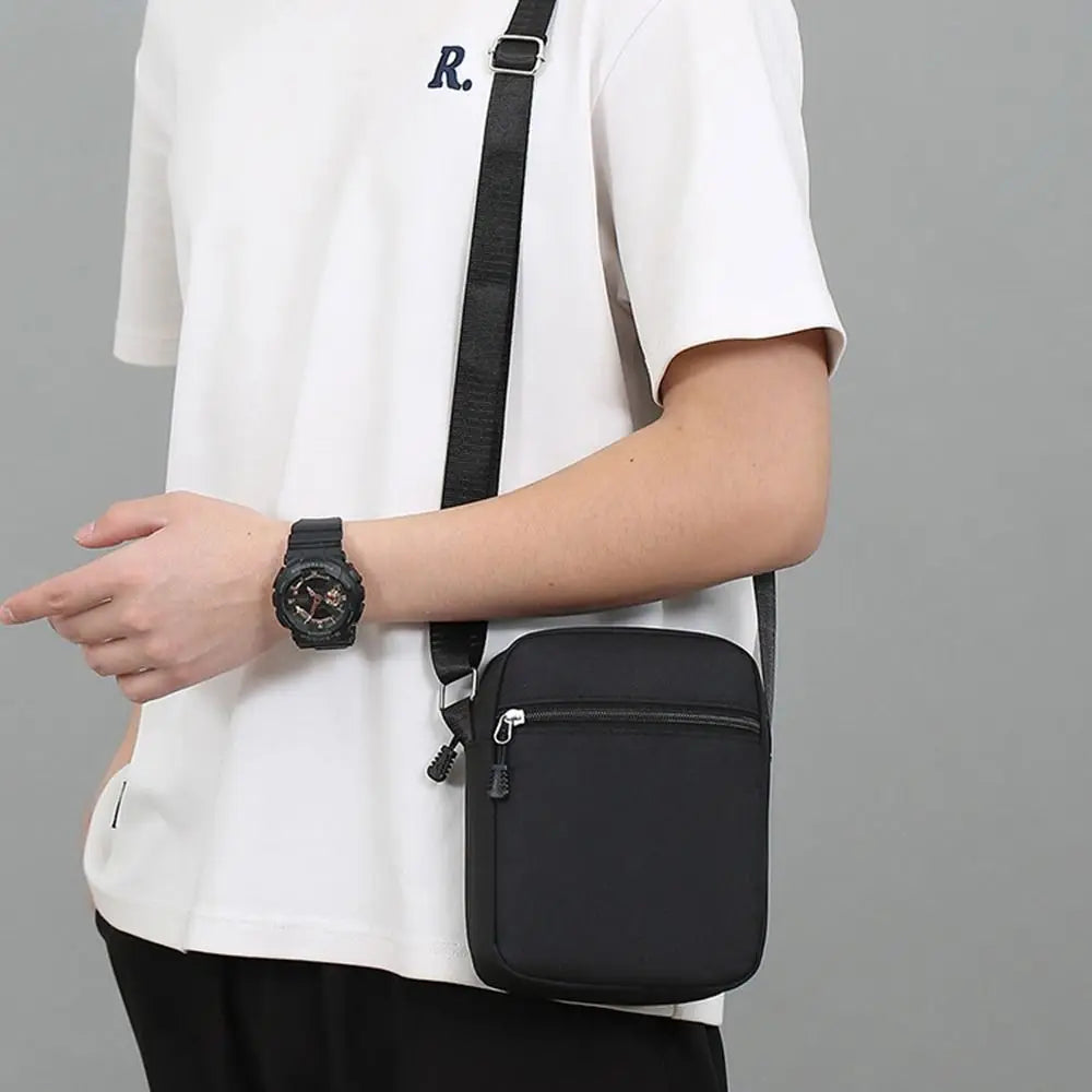 Simple Oxford Cloth Shoulder Bag Cartoon Adjustable Mobile Phone Bag Multiple Compartments Crossbody Bag for Men
