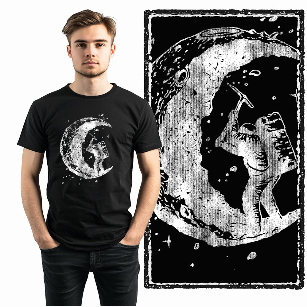 Coolmind SA 100% Cotton astronaut Graphic T shirt fo men Cool Moon print Big Size men tshirt BLACK men's novelty tee shirt