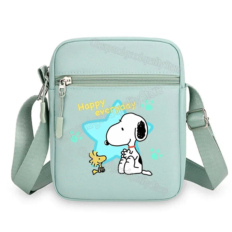 Kawaii Snoopy Women Men Shoulder Bag Fashion Mini Oxford Mobile Phone Bag Crossbody Bag Kawaii Ladies Waist Pack Wallet Gift