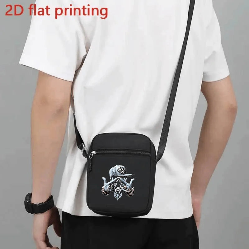 Men'S Casual Streetwear Crossbody Bag with Adjustable Strap, Large Capacity Sling Backpack for Daily Commute - Black, Travel Bac