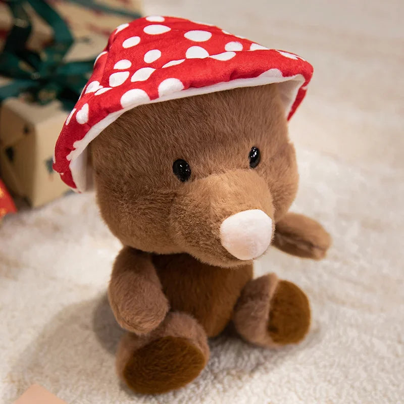 Hot Sale Anime Mole&Angry Cat Plush Toys Cartoon Mushroom Hat Mouse Orange Kitten Doll Lovely Children Companion Cool Gift