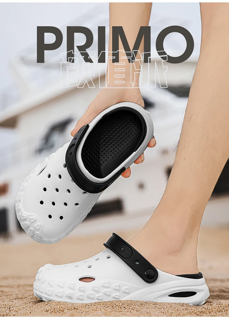 Flowllorss Men's Summer Outdoor Driving Sports Sandals Thick Bottom Anti-Slip Slip-On Beach Shoes Comfortable Wear Hole Shoes