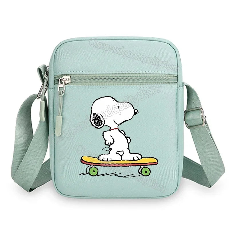 Kawaii Snoopy Women Men Shoulder Bag Fashion Mini Oxford Mobile Phone Bag Crossbody Bag Kawaii Ladies Waist Pack Wallet Gift