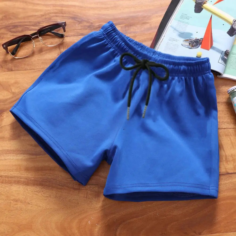 2024 Men Running Shorts Elastic Waist Drawstring Gym Short Pants Solid Color Wide Leg Outdoor Shorts Sports Shorts Beach Pants
