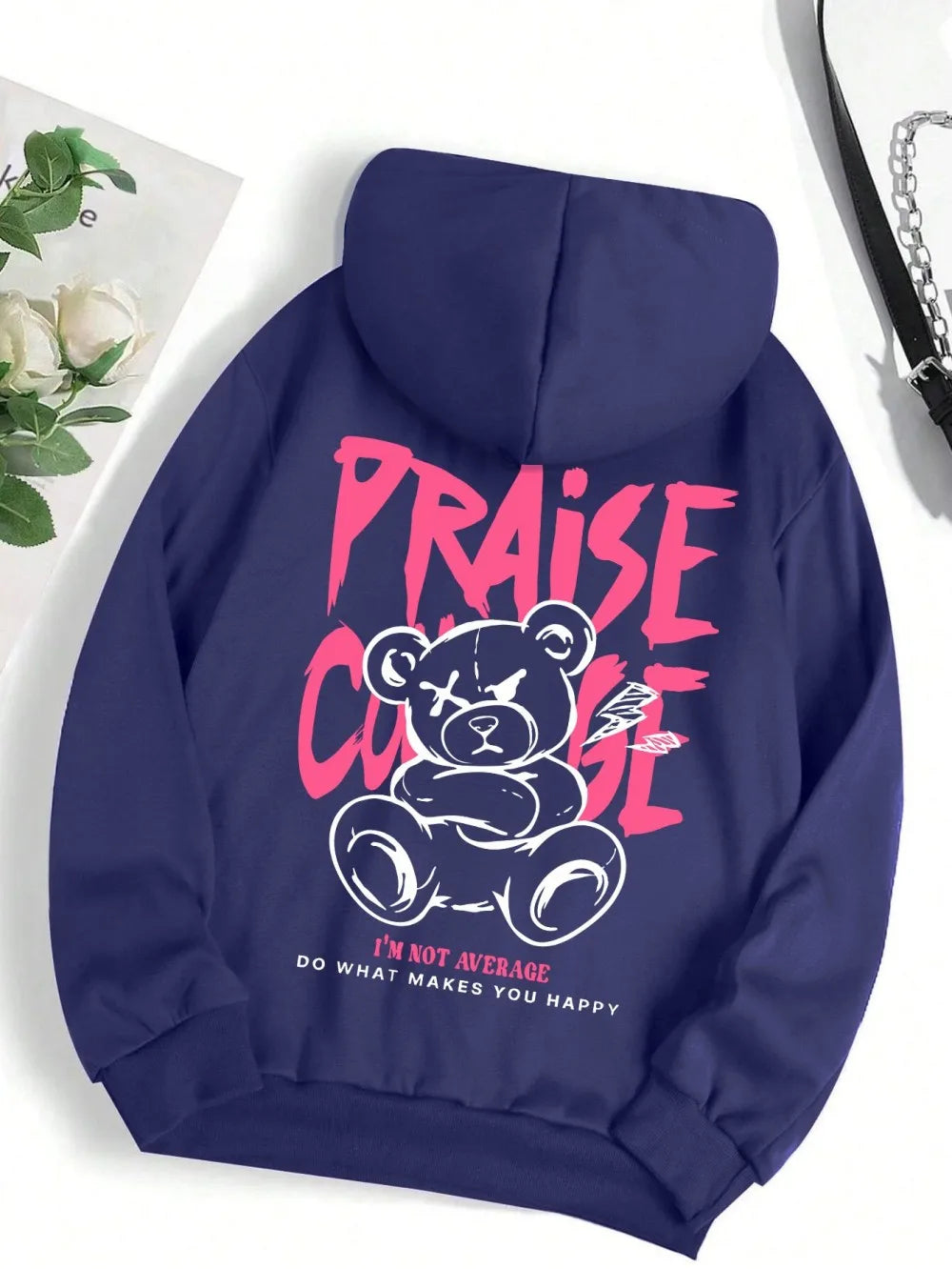 2025 Autumn New Men's Bear Letter Printed Comfortable Breathable Hoodie Outdoor City Street Style Hoodie