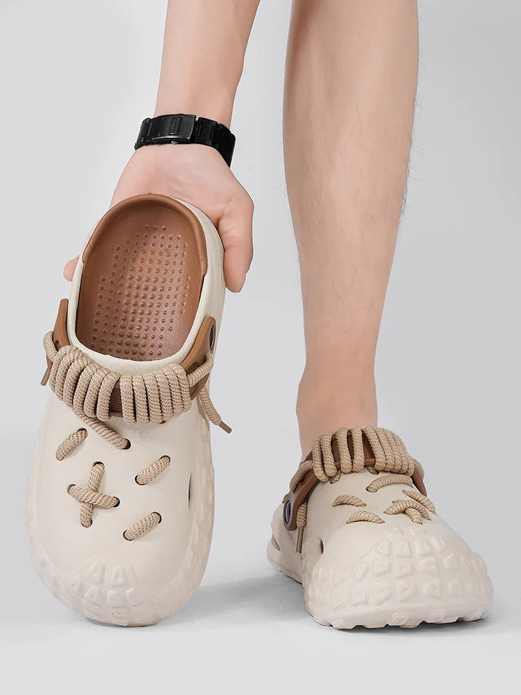 Couples Matching Breathable Outdoor Sandals Men Women Size Large Summer Slip-On Clog Shoes Anti-Slip Beach Flip Flops