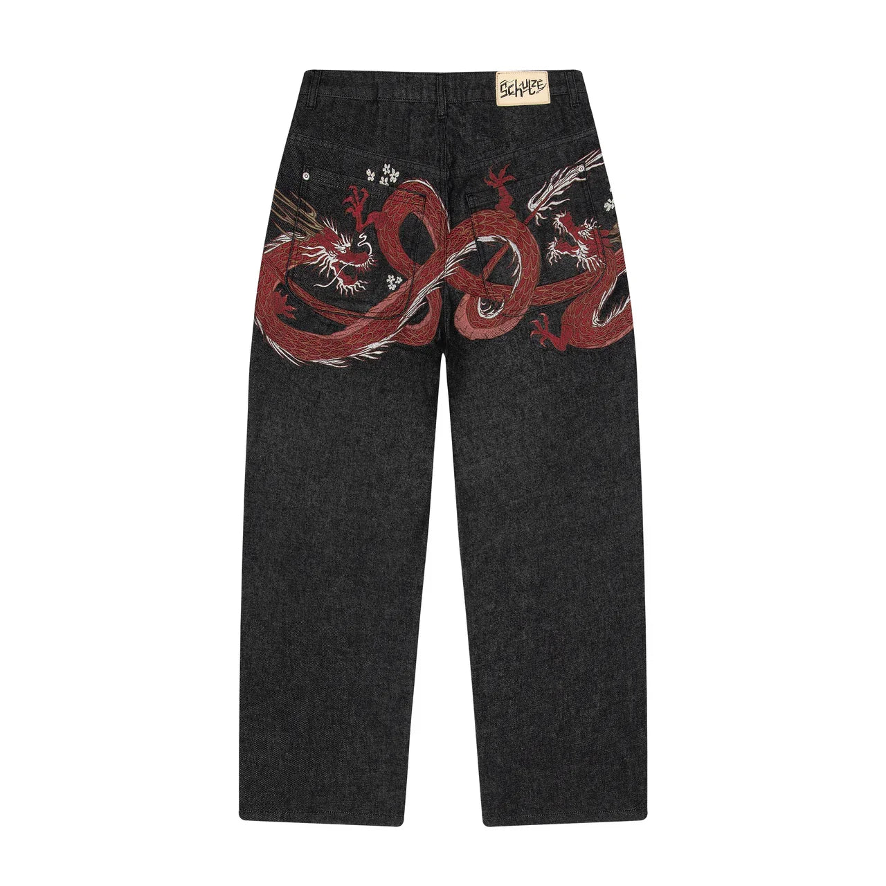 Y2K Two Piece Harajuku Vintage Cherry Blossom Selvedge Embroidery oversized Hoodie Goth men women wide leg pants streetwear Set