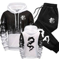 Chinese Dragon Tracksuit Hooded Sweatshirt Sweatpants City Vibe Hoodie 2 Piece Set Autumn Winter Men's Daily Casual Sport Outfit