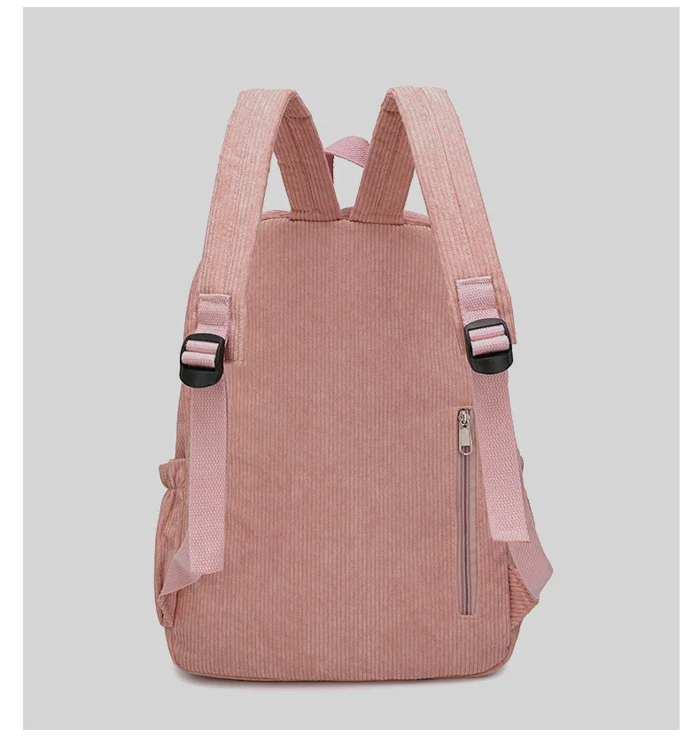 Custom Schoolbag 2025 New Fashion Corduroy Smooth Zipper Personalized Unique Name Large Capacity Travel Backpack Hiking Rucksack