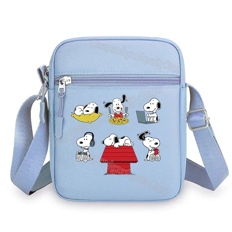 Kawaii Snoopy Women Men Shoulder Bag Fashion Mini Oxford Mobile Phone Bag Crossbody Bag Kawaii Ladies Waist Pack Wallet Gift