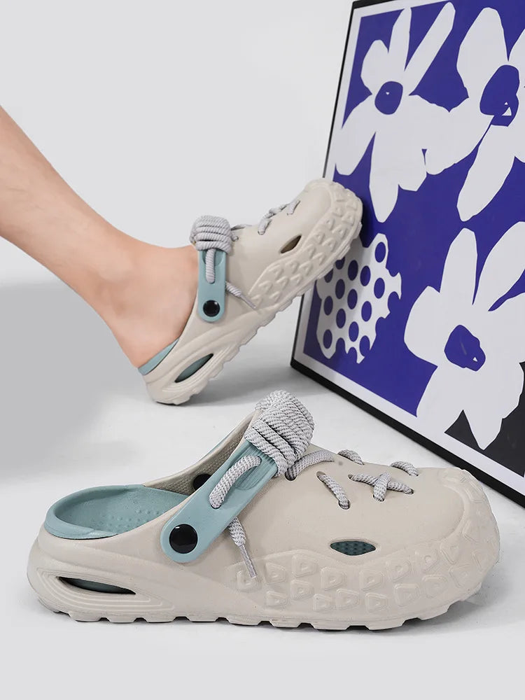 Couples Matching Breathable Outdoor Sandals Men Women Size Large Summer Slip-On Clog Shoes Anti-Slip Beach Flip Flops