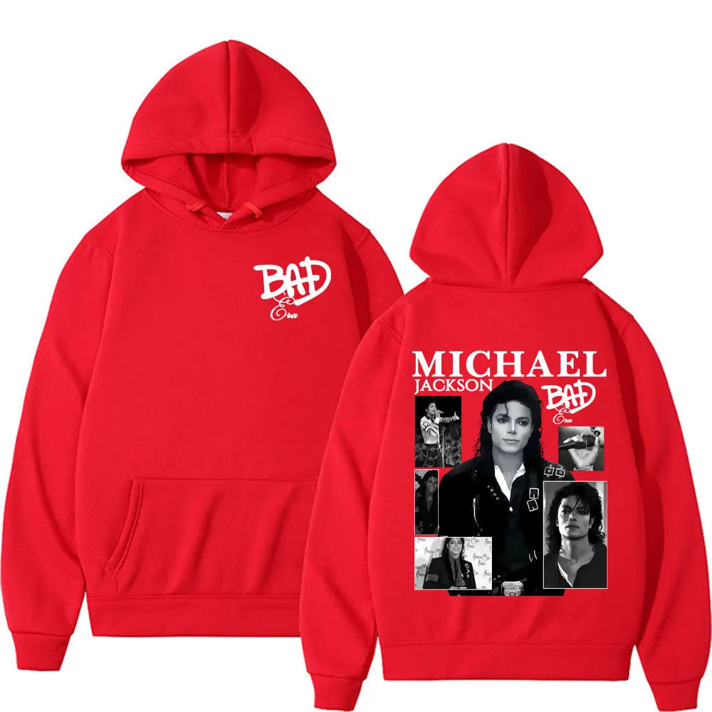 King of Pop Michael Jackson Bad Era Album Hooded Men Women Harajuku Hip Hop Streetwear Sweatshirt Fleece Casual Oversized Hoodie