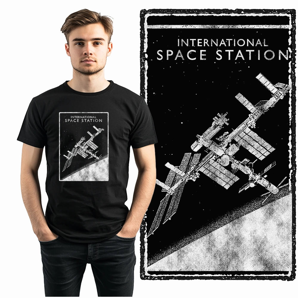 Coolmind SA 100% Cotton astronaut Graphic T shirt fo men Cool Moon print Big Size men tshirt BLACK men's novelty tee shirt