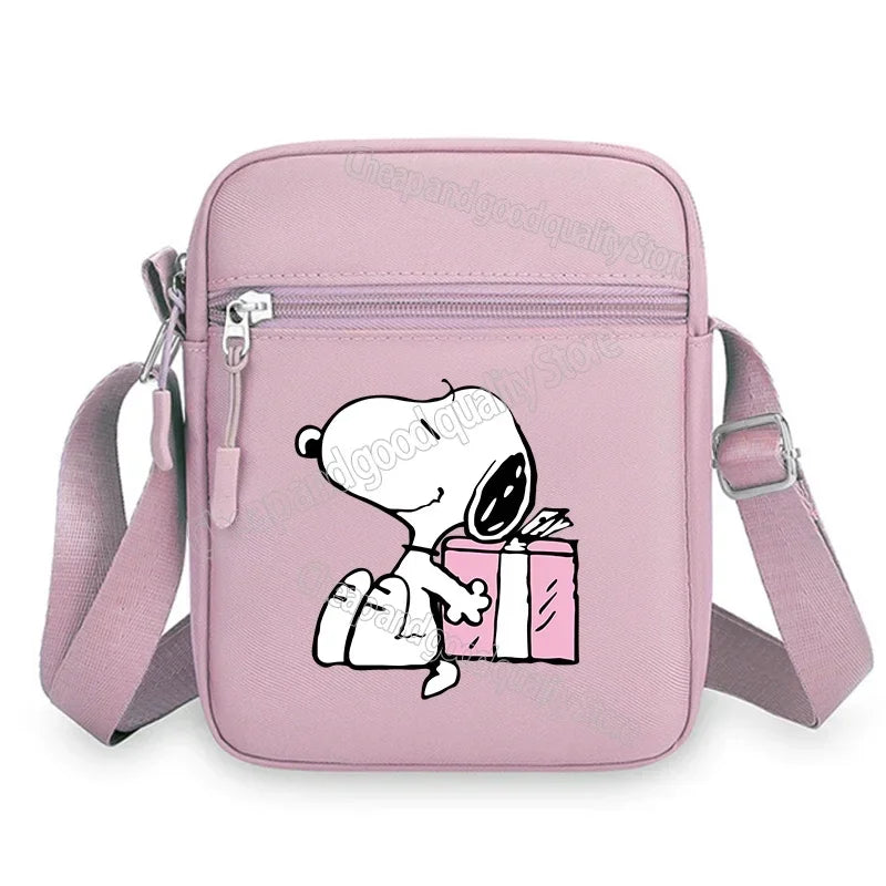Kawaii Snoopy Women Men Shoulder Bag Fashion Mini Oxford Mobile Phone Bag Crossbody Bag Kawaii Ladies Waist Pack Wallet Gift