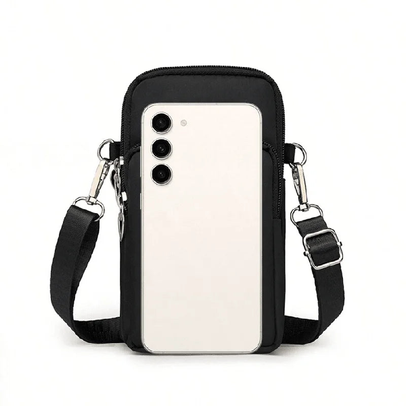Women's Single Shoulder Crossbody Cell Phone Bag Four Zipper Bag Hanging Neck Coin Bag Outdoor Sports Arm Bag